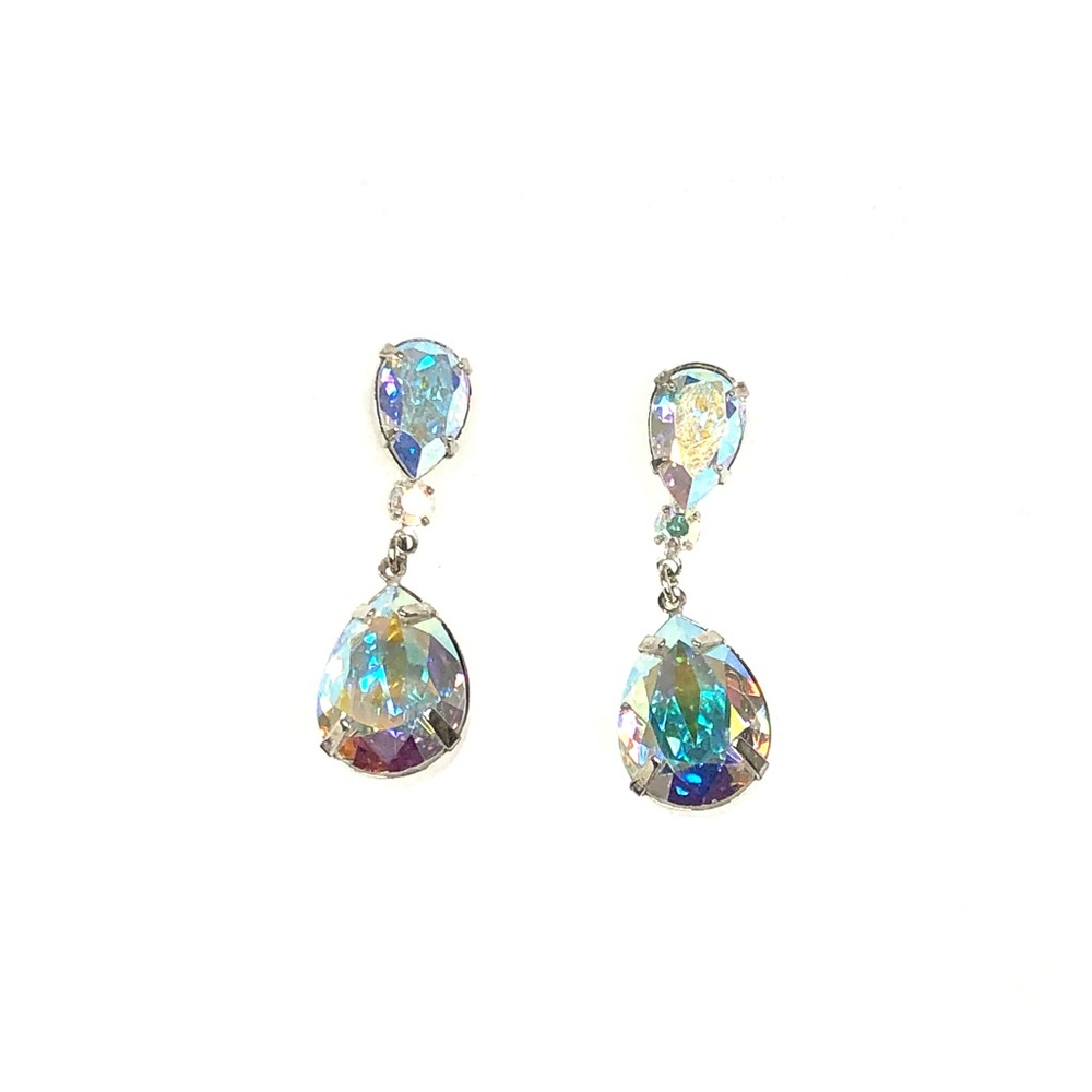 Iridescent Crystal Drop Post-back Earrings